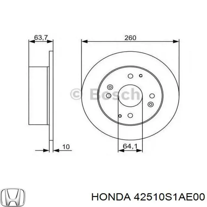 Disco de freno trasero Honda 42510S1AE00 precio, desde 40,47 EUR