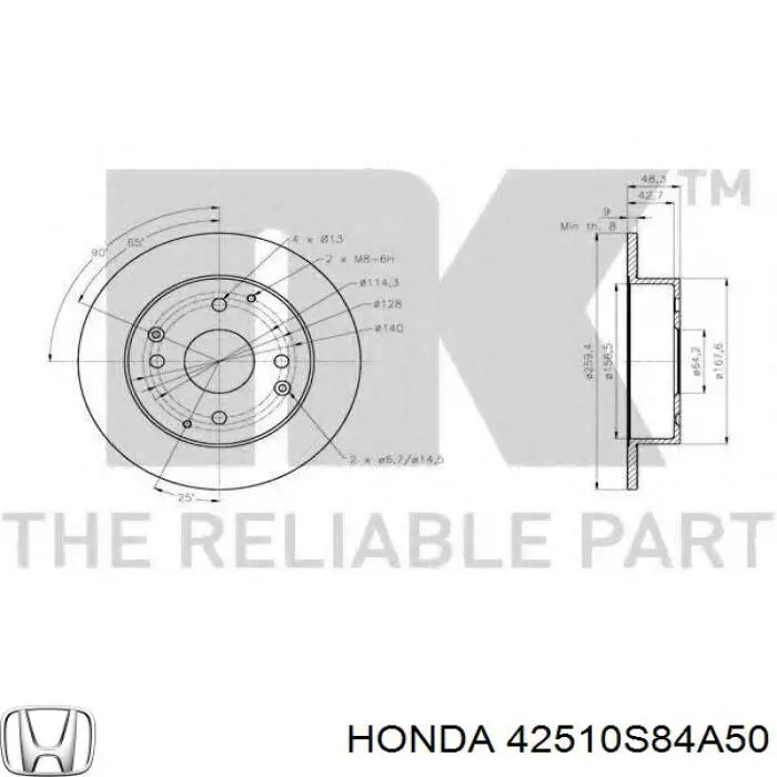 Frenos traseros Honda 42510S84A50