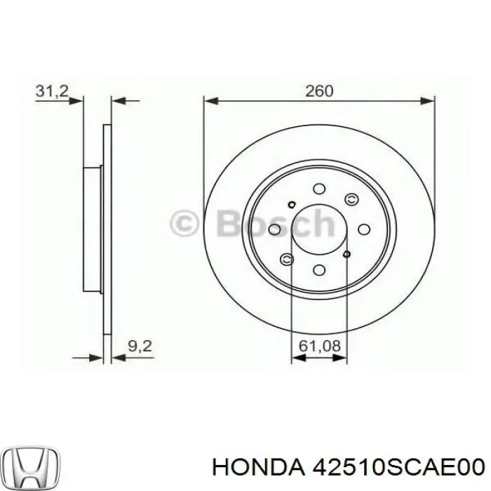 42510SCAE00 Honda Freno de disco trasero