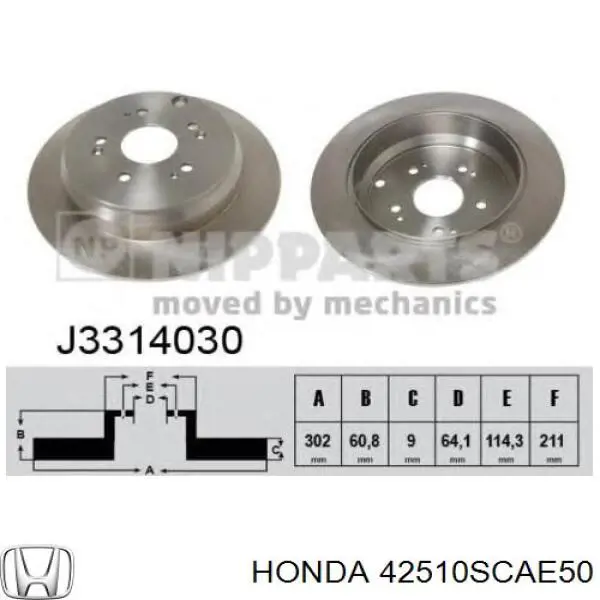 Disco de freno trasero Honda 42510SCAE50 precio, desde 30,92 EUR