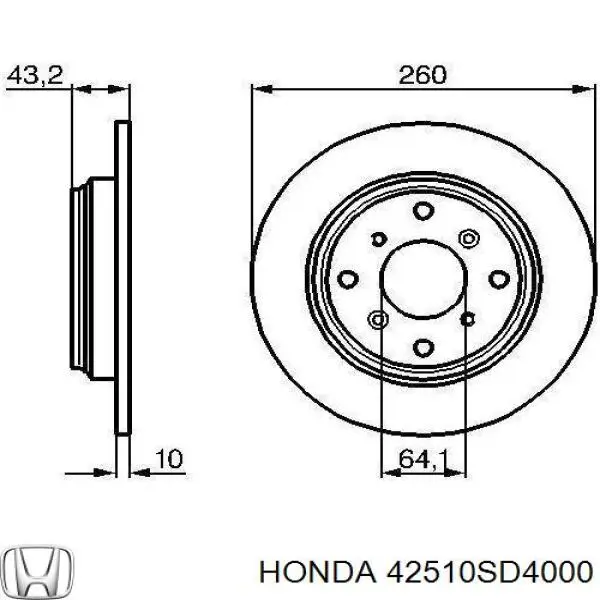 42510SD4000 Honda disco de freno trasero