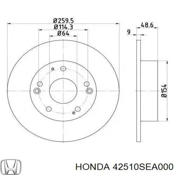 42510SEA000 Honda disco de freno trasero