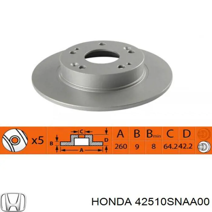 Disco de freno trasero Honda 42510SNAA00 precio, desde 22,48 EUR