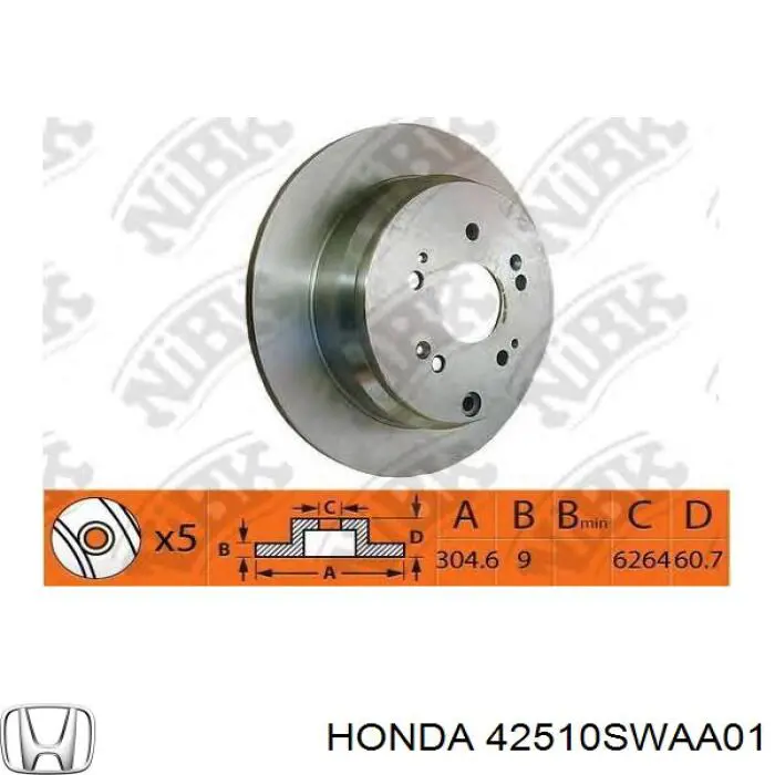 42510SWAA01 Honda disco de freno trasero