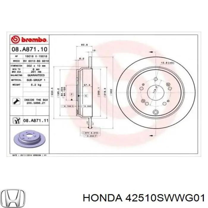 Disco de freno trasero Honda 42510SWWG01 precio, desde 30,92 EUR
