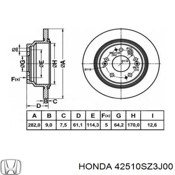 Disco de freno trasero Honda 42510SZ3J00 precio, desde 41,40 EUR