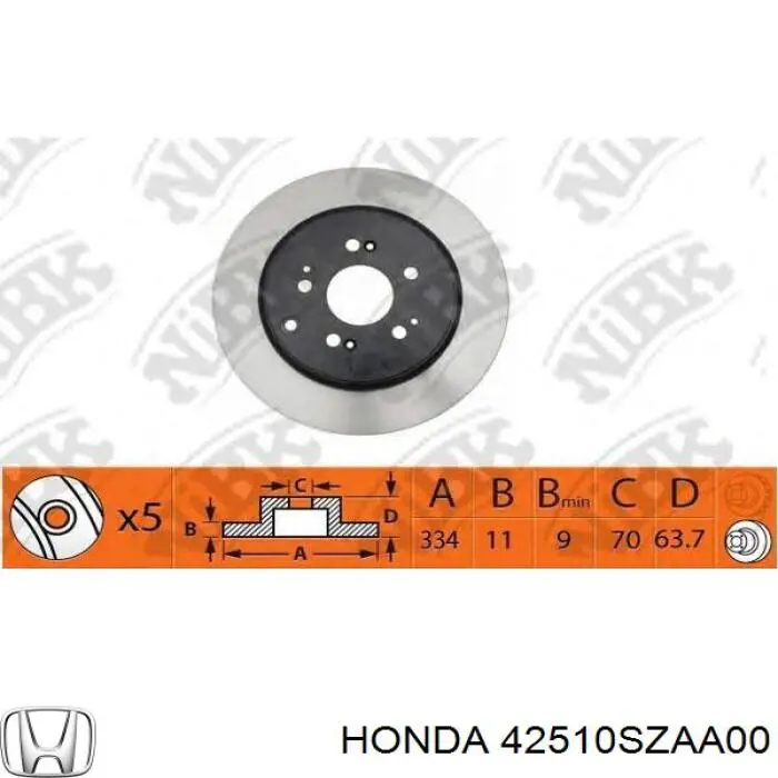 42510SZAA00 Honda disco de freno trasero