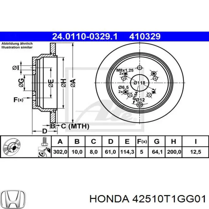 42510T1GG01 Honda disco de freno trasero