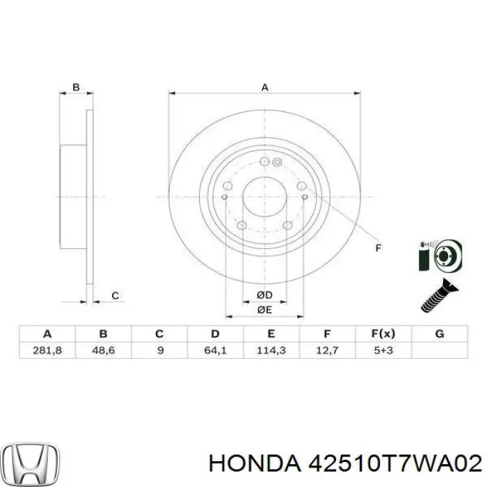 42510T7WA02 Honda disco de freno trasero