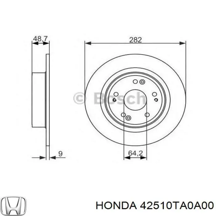 Disco de freno trasero Honda 42510TA0A00 precio, desde 59,93 EUR