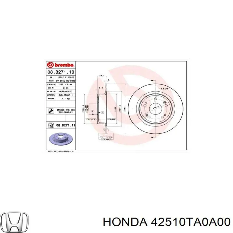 Frenos traseros Honda 42510TA0A00