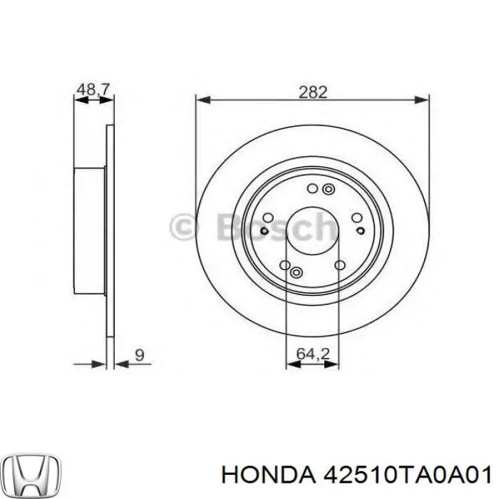 Comprar 42510TA0A01 Honda Disco de freno trasero