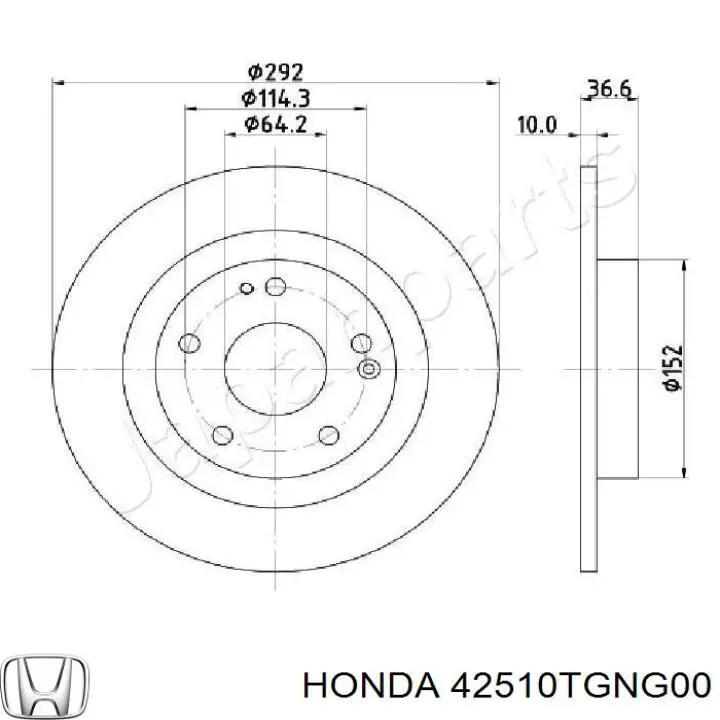 42510TGNG00 Honda disco de freno trasero