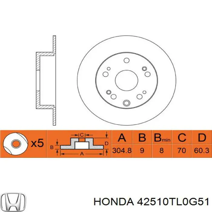 Disco de freno trasero Honda 42510TL0G51 precio, desde 43,81 EUR