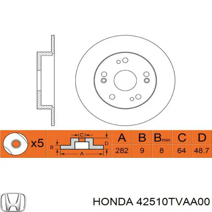 Comprar 42510TVAA00 Honda Disco de freno trasero