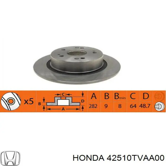 42510TVAA00 Honda disco de freno trasero