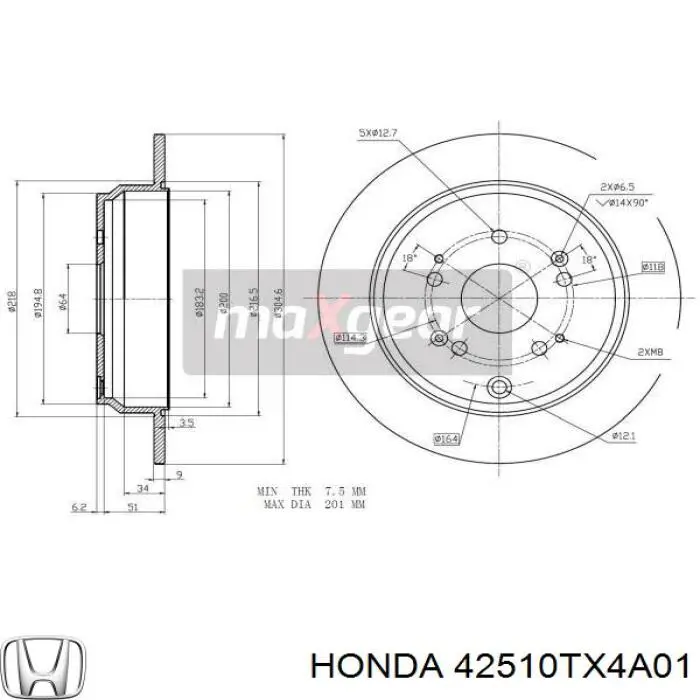 Disco de freno trasero Honda 42510TX4A01 precio, desde 30,92 EUR