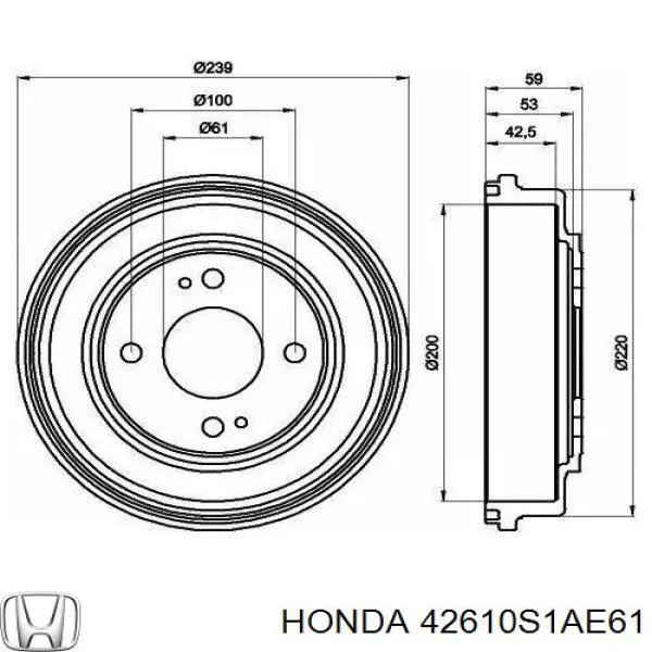 Tambor de freno trasero Honda 42610S1AE61 precio, desde  