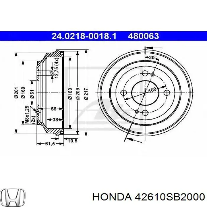 42610SB2000 Honda freno de tambor trasero