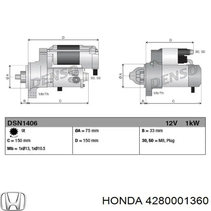 4280001360 Honda motor de arranque