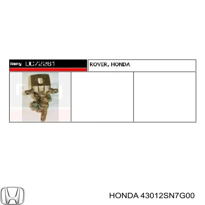 Comprar 43012SN7G00 Honda Pinza de freno trasera derecha
