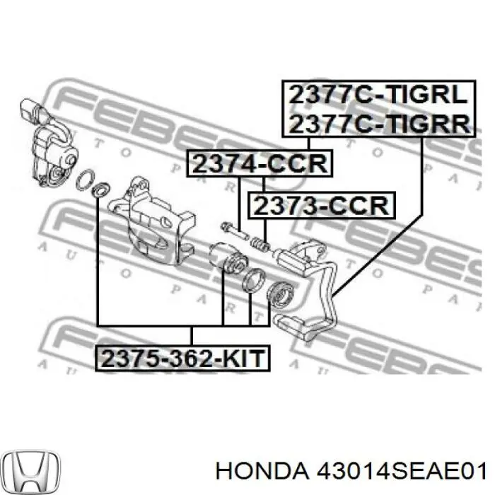 43014SEAE01 Honda soporte, pinza de freno trasera