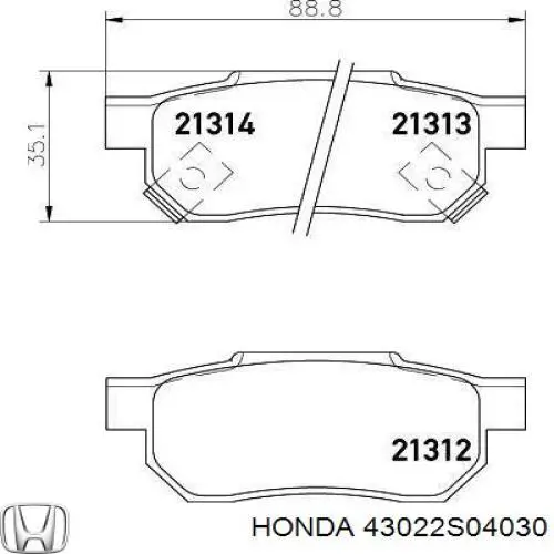 43022S04030 Honda pastillas de freno traseras