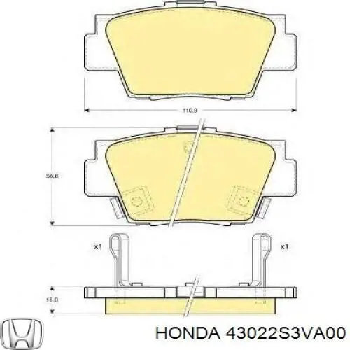 43022S3VA00 Honda pastillas de freno traseras