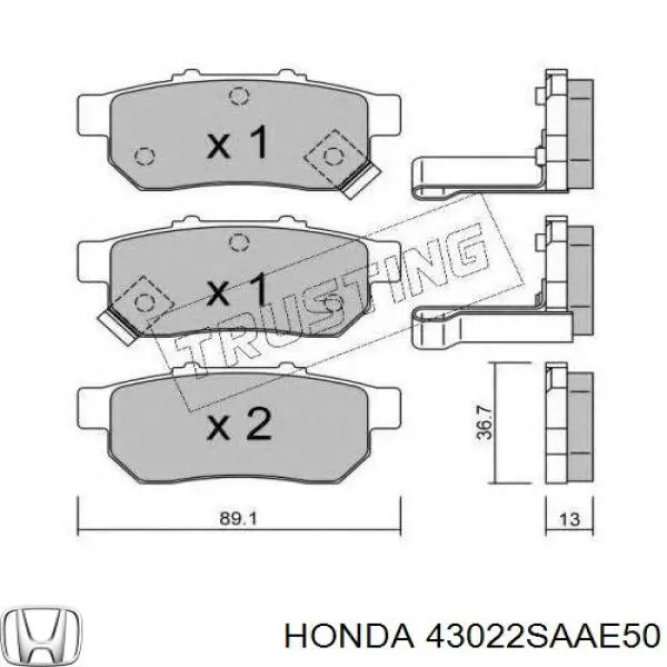 43022SAAE50 Honda pastillas de freno traseras