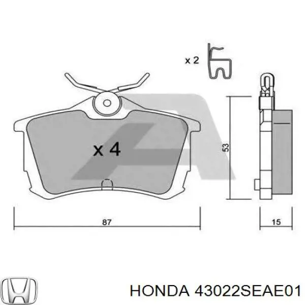 Comprar 43022SEAE01 Honda Pastillas de freno traseras