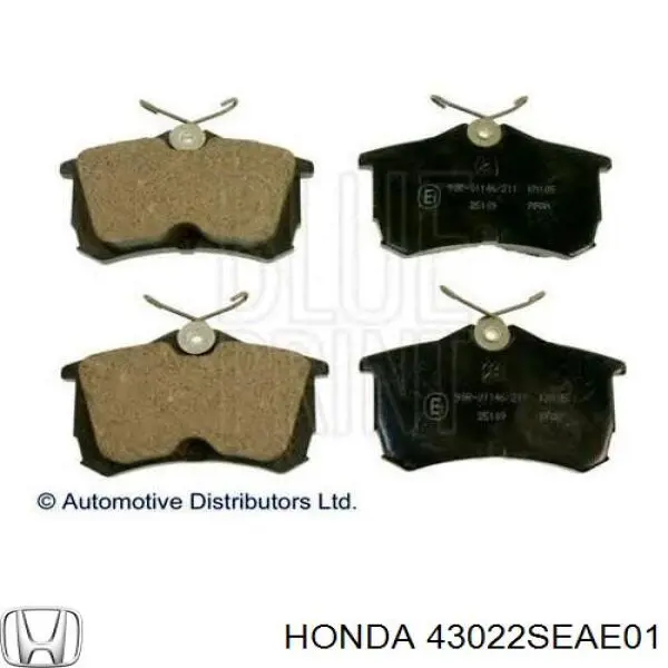 Pastillas de freno traseras 43022SEAE01 Honda