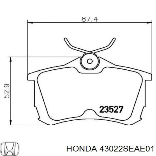 43022SEAE01 Honda pastillas de freno traseras