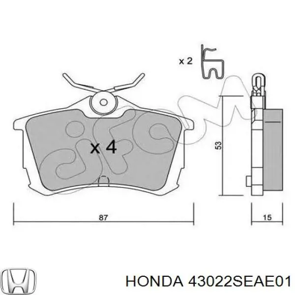 Pastillas traseras de freno Honda 43022SEAE01 precio, desde 21,07 EUR
