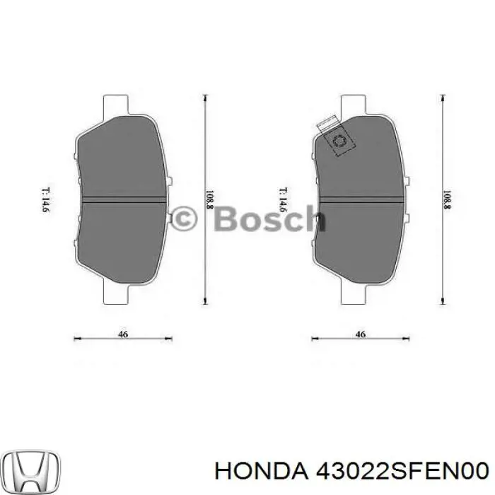 43022SFEN00 Honda pastillas de freno traseras