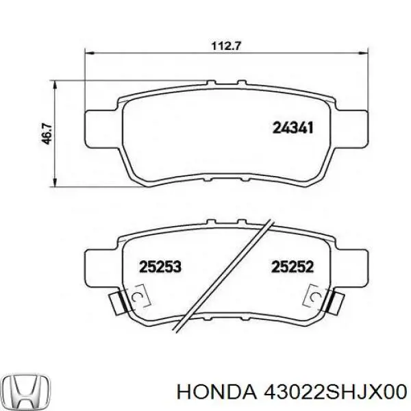 43022SHJX00 Honda pastillas de freno traseras