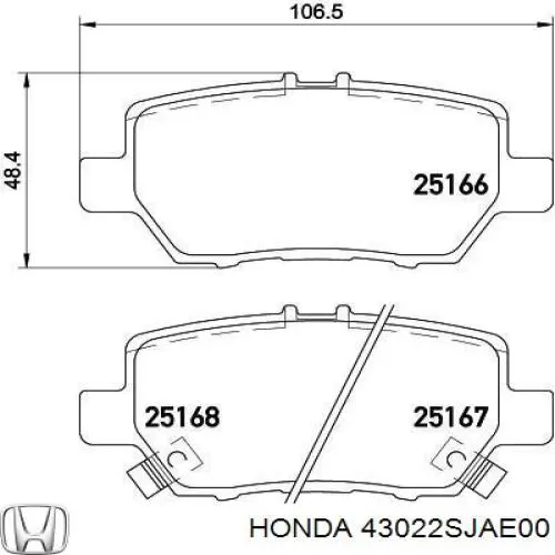 Pastillas traseras de freno Honda 43022SJAE00 precio, desde 23,30 EUR