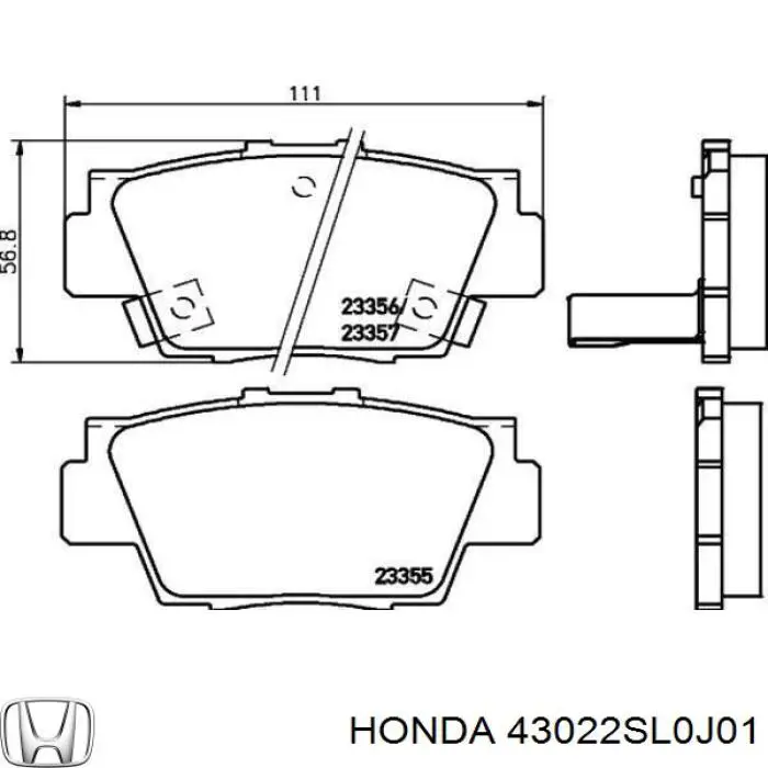 43022SL0J01 Honda pastillas de freno traseras