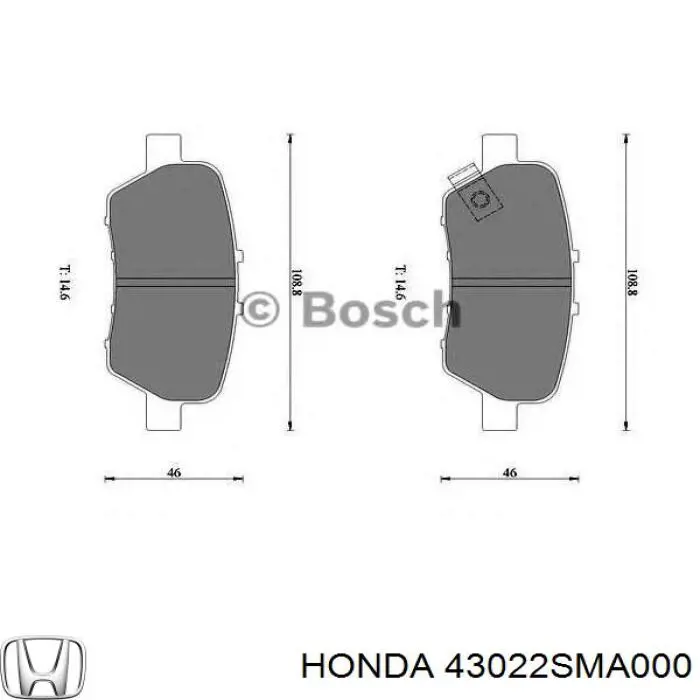 43022SMA000 Honda pastillas de freno traseras