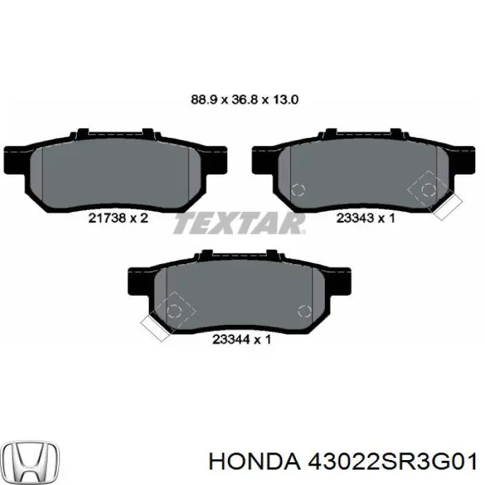 43022-SR3-G01 Honda pastillas de freno traseras