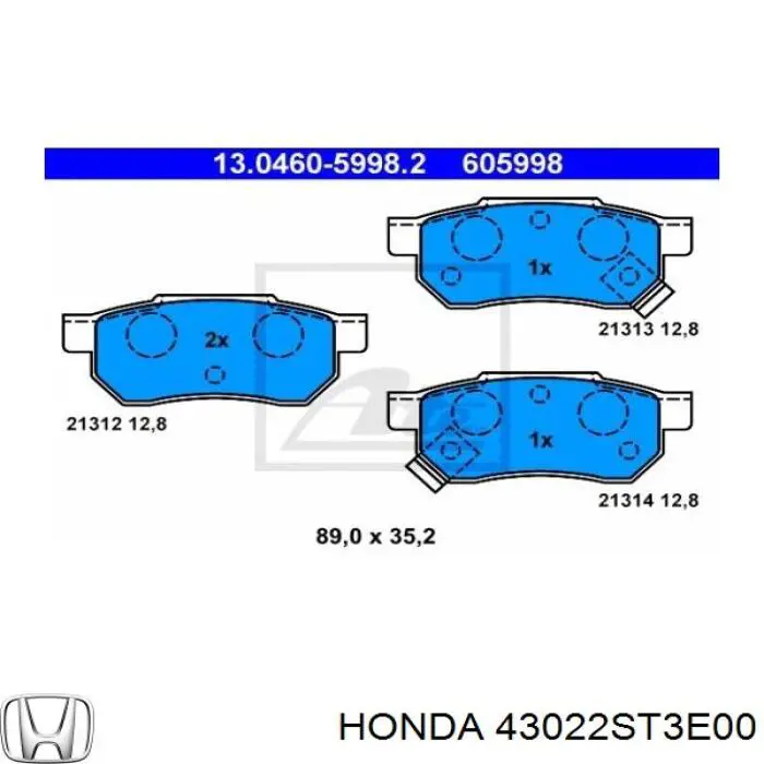 43022ST3E00 Honda pastillas de freno traseras