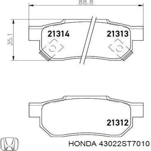 43022ST7010 Honda pastillas de freno traseras