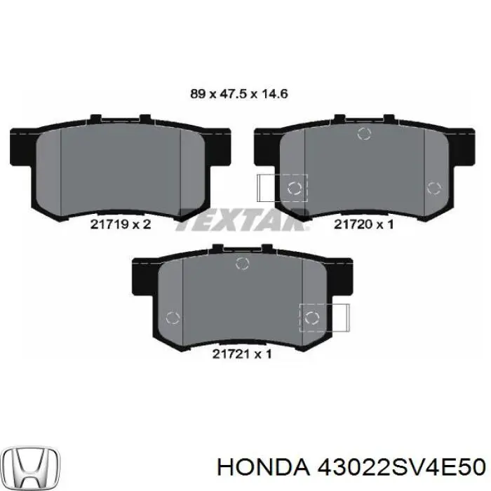 Pastillas traseras de freno Honda 43022SV4E50 precio, desde 19,13 EUR