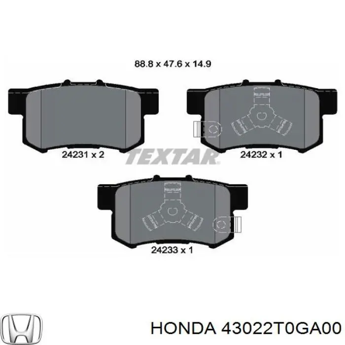 Pastillas traseras de freno Honda 43022T0GA00 precio, desde 17,63 EUR