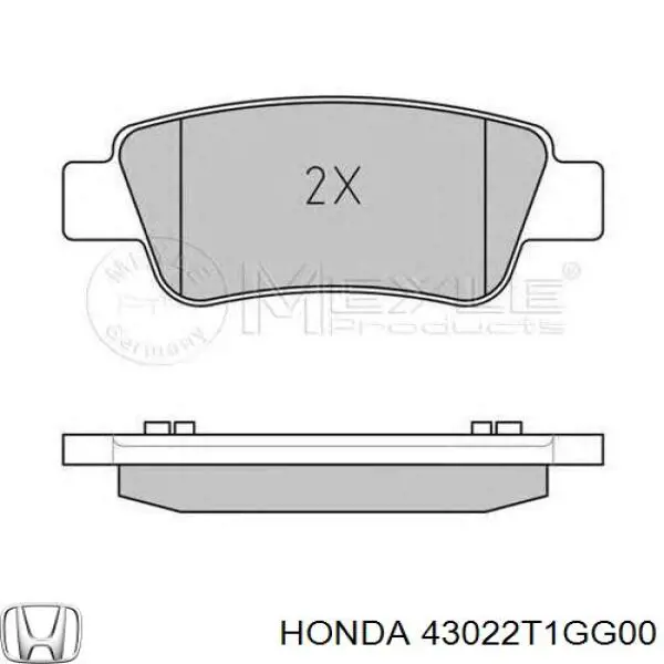 Pastillas de freno traseras 43022T1GG00 Honda