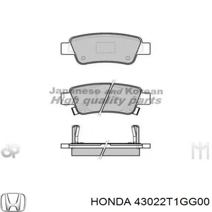 Pastillas traseras Honda 43022T1GG00
