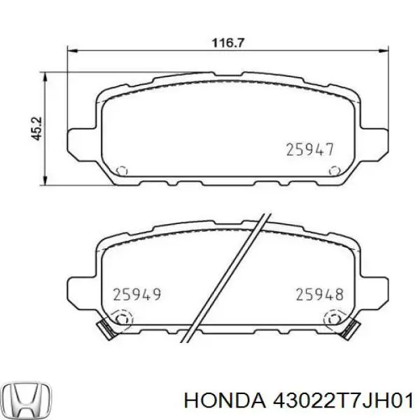 43022T7JH01 Honda Pastillas freno traseras