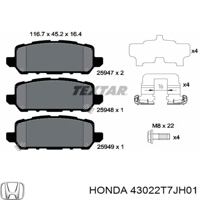 Pastillas traseras de freno Honda 43022T7JH01 precio, desde 31,19 EUR