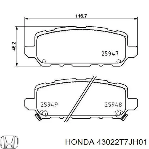 Comprar 43022T7JH01 Honda Pastillas de freno traseras