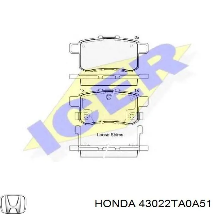 Pastillas traseras Honda 43022TA0A51