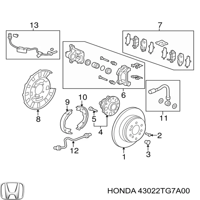 43022TG7A00 Honda Pastillas freno traseras
